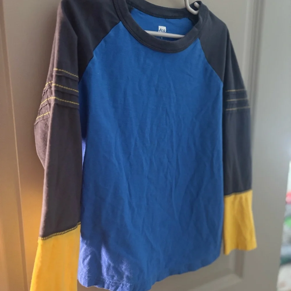 Tea Collection Blue and Yellow Raglan Tee - Picture 1 of 9